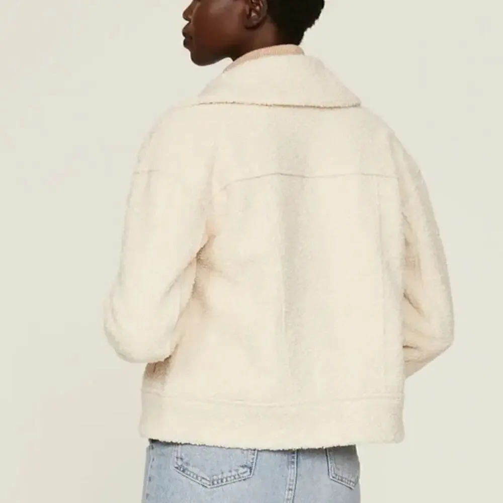 Marine Layer Quebec Sherpa Jacket Cozy Snap Button Antique White Cream NWT XL